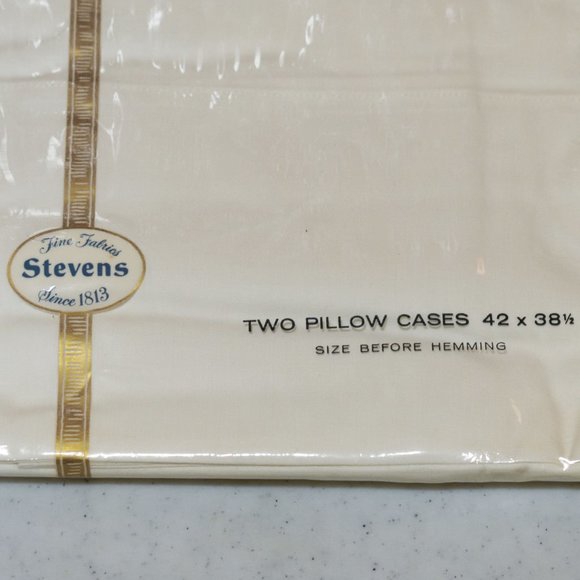 NWD Vtg Stevens Beauticale Cotton 200 Thread (2) Cream Pillow Cases 42 x 38.5 - Picture 4 of 7